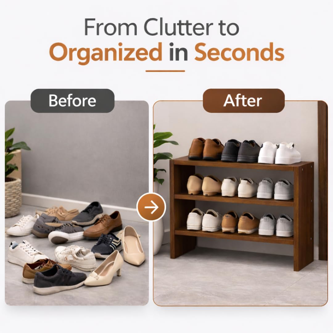 Multipurpose Wooden Shoe Rack
