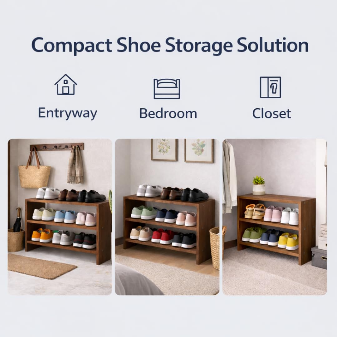 Multipurpose Wooden Shoe Rack
