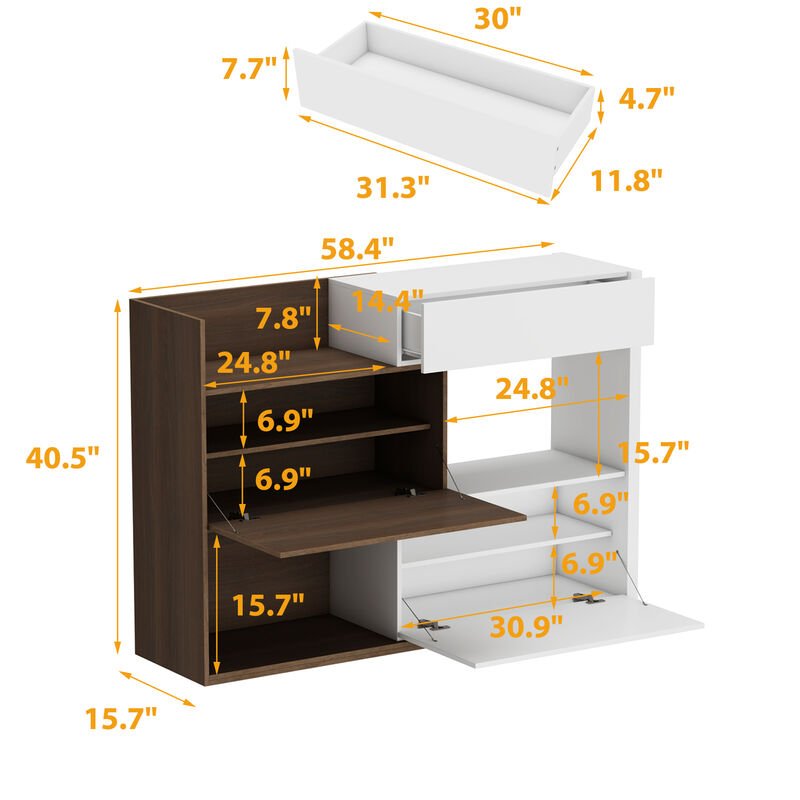 3-Tier Shoe Cabinet – 10 Pair Storage | White &amp; Brown | 40.5" Tall