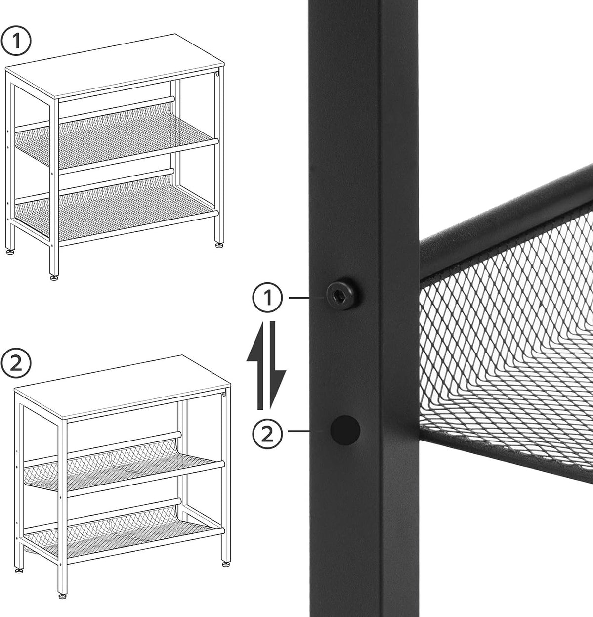 HOOBRO 3-Tier Narrow End Table with Adjustable Shelves