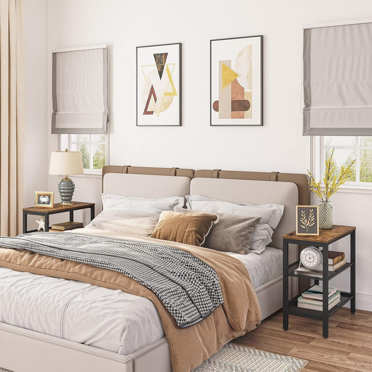 HOOBRO 3-Tier Narrow End Table with Adjustable Shelves