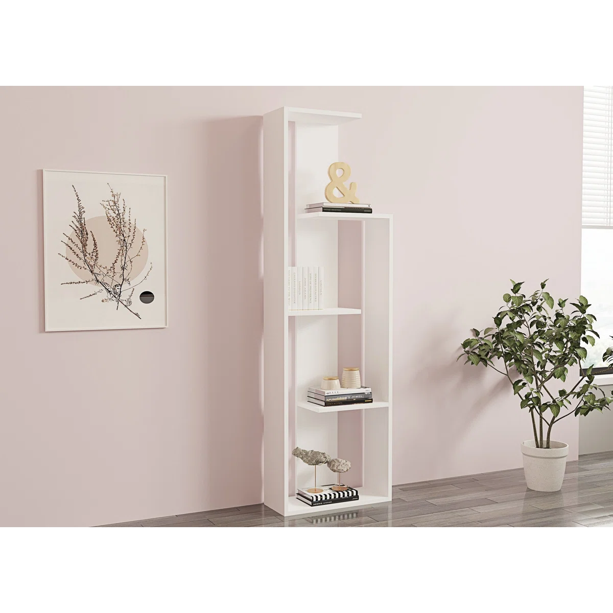 Modern Geometric Wooden Bookcase | White, Walnut, Custom
