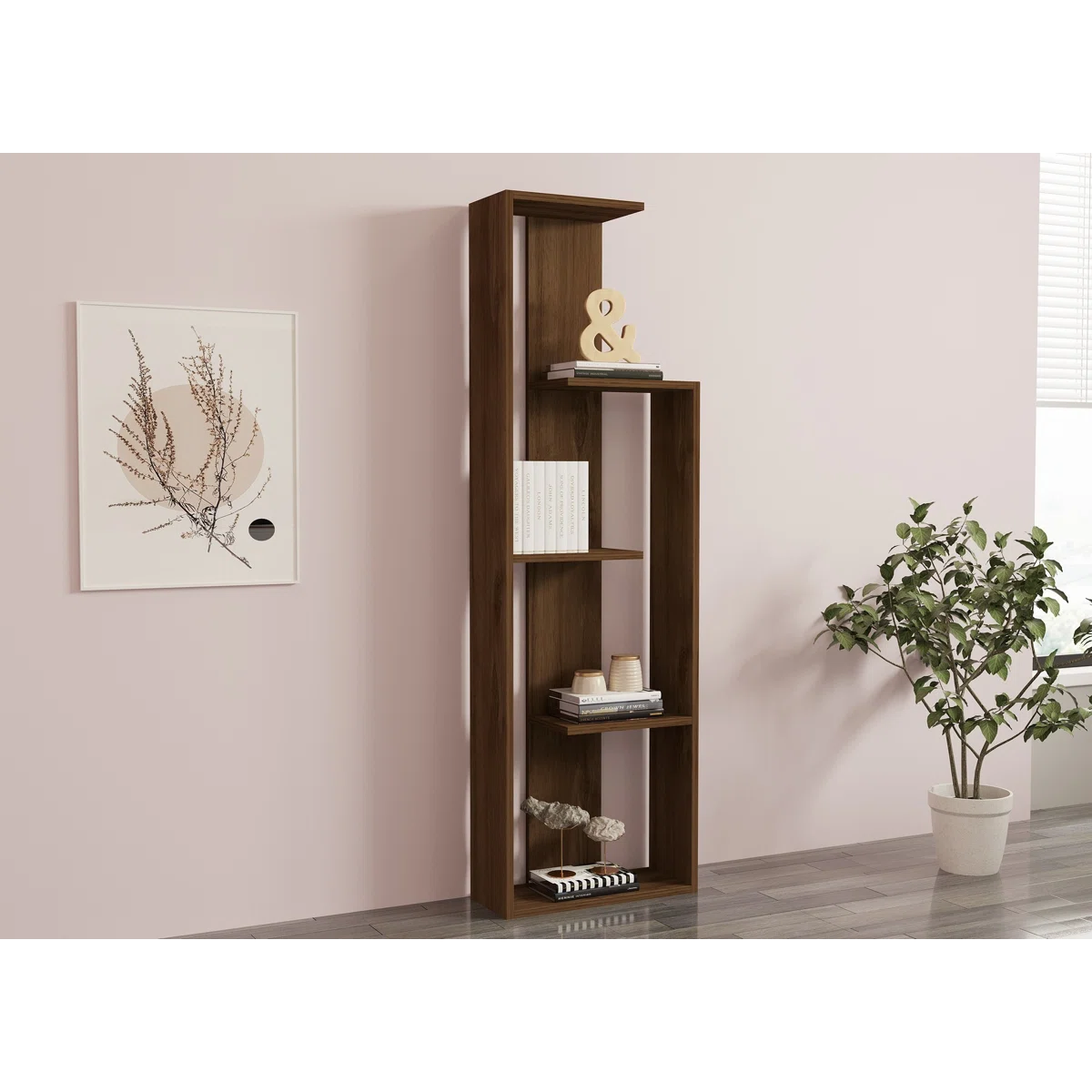 Modern Geometric Wooden Bookcase | White, Walnut, Custom