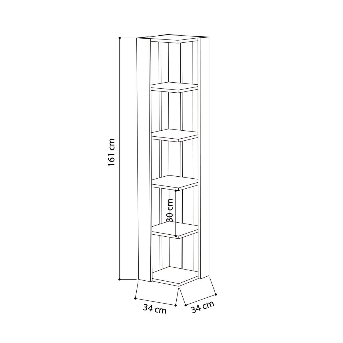 Modern Corner Bookcase 5 Tiers | Corner Shelf | Corner Cabnet