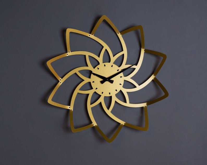 Metal Wall Clock, Yoga Clock, Modern Flower shaped wall clock