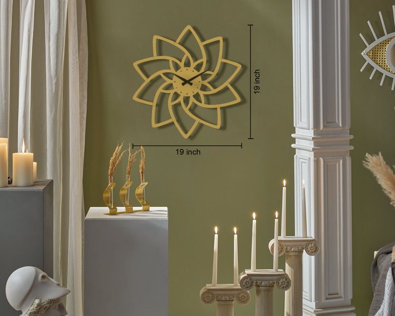 Metal Wall Clock, Yoga Clock, Modern Flower shaped wall clock